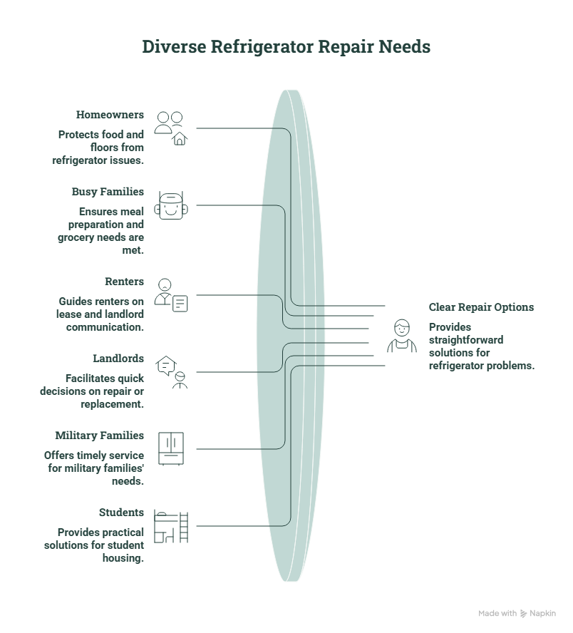 Who we help with refrigerator repair in Abilene visual infographic